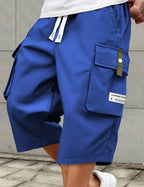 Drawstring Cargo Capri Shorts
