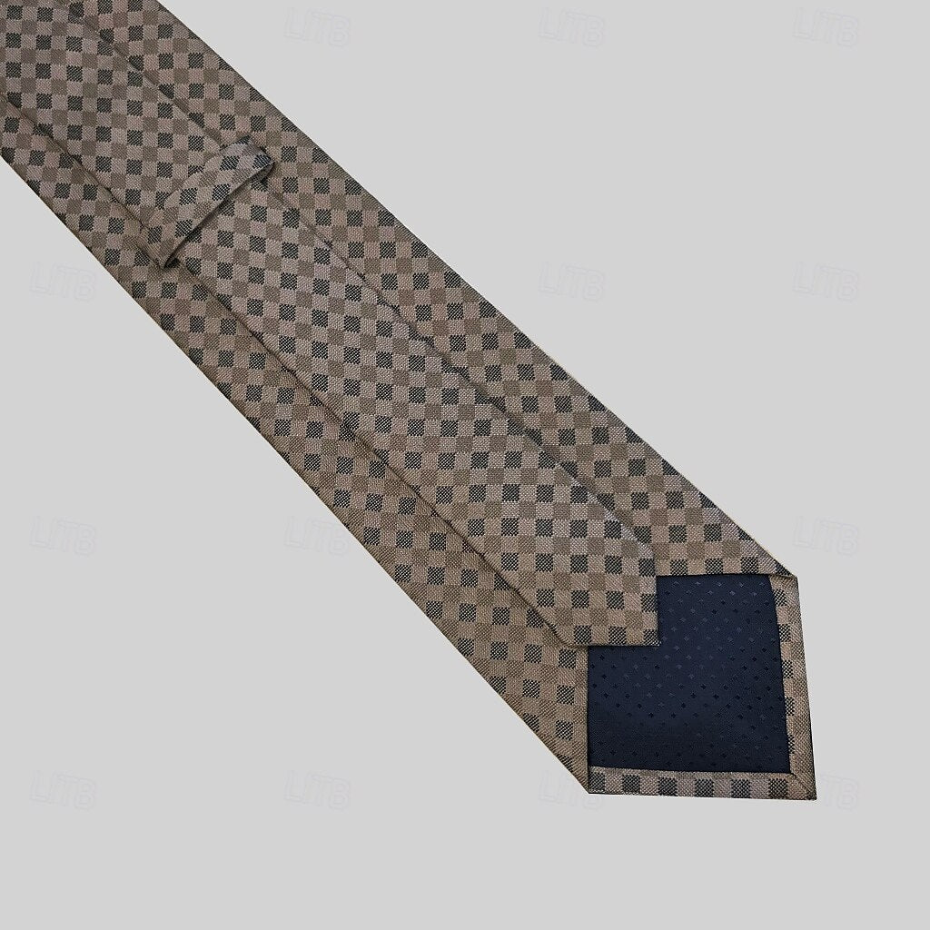 100% Silk Plaid Polka Dot Tie - oukumen