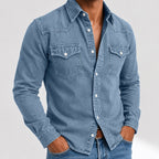 Washed Long-Sleeve Denim Shirt