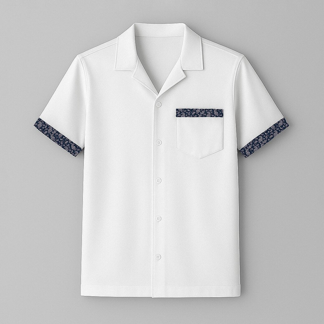 100% Cotton Cuban Collar Shirt - oukumen
