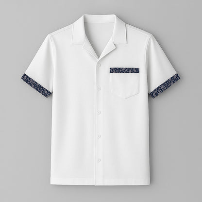 100% Cotton Cuban Collar Shirt - oukumen