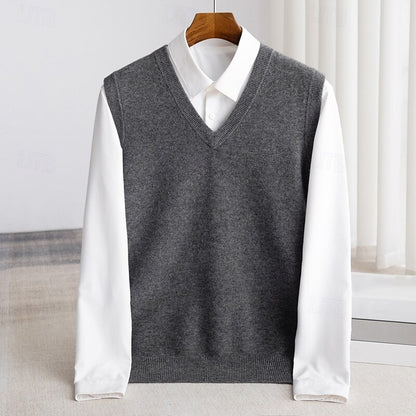 100% Merino Wool Sweater Vest - oukumen