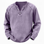 Acid-Wash Long-Sleeve Henley Shirt