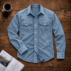 Acid-Wash Long-Sleeve Denim Shirt
