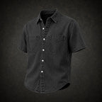 Acid-Wash Short-Sleeve Denim Shirt