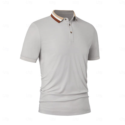 Modern Colorblock Knit Polo Shirt