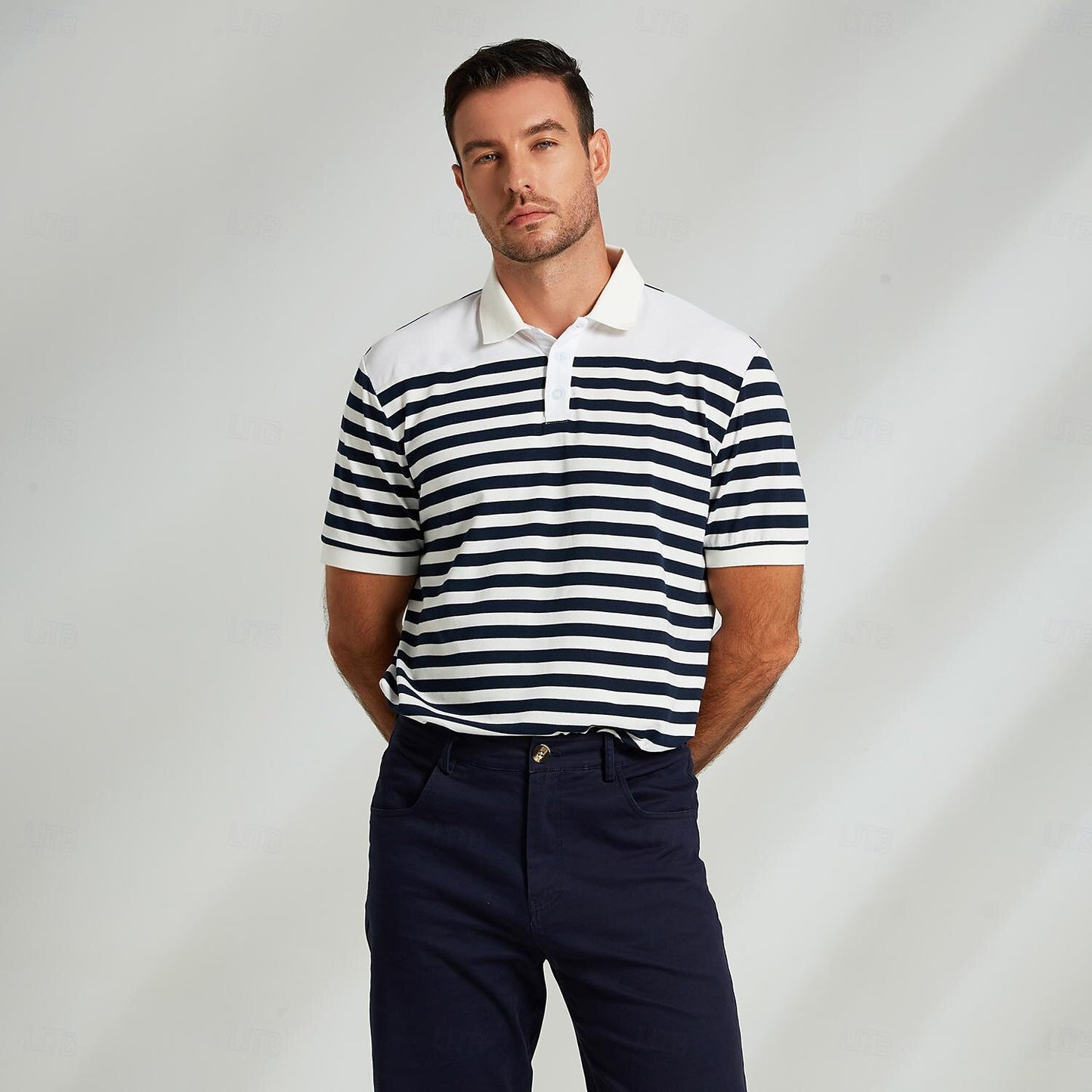 Business Casual Lapel Short Sleeve Knit Polo - oukumen