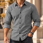 Acid-Wash Long-Sleeve Denim Shirt