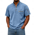 Acid-Wash Zip-Pocket Polo Shirt