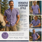 Acid-Wash Mandarin-Collar Denim Shirt
