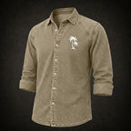 Embroidered Acid-Wash Denim Shirt