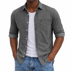 Washed Long-Sleeve Denim Shirt