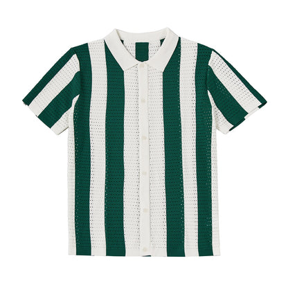 Open Collar Knitted Polo Shirts - oukumen