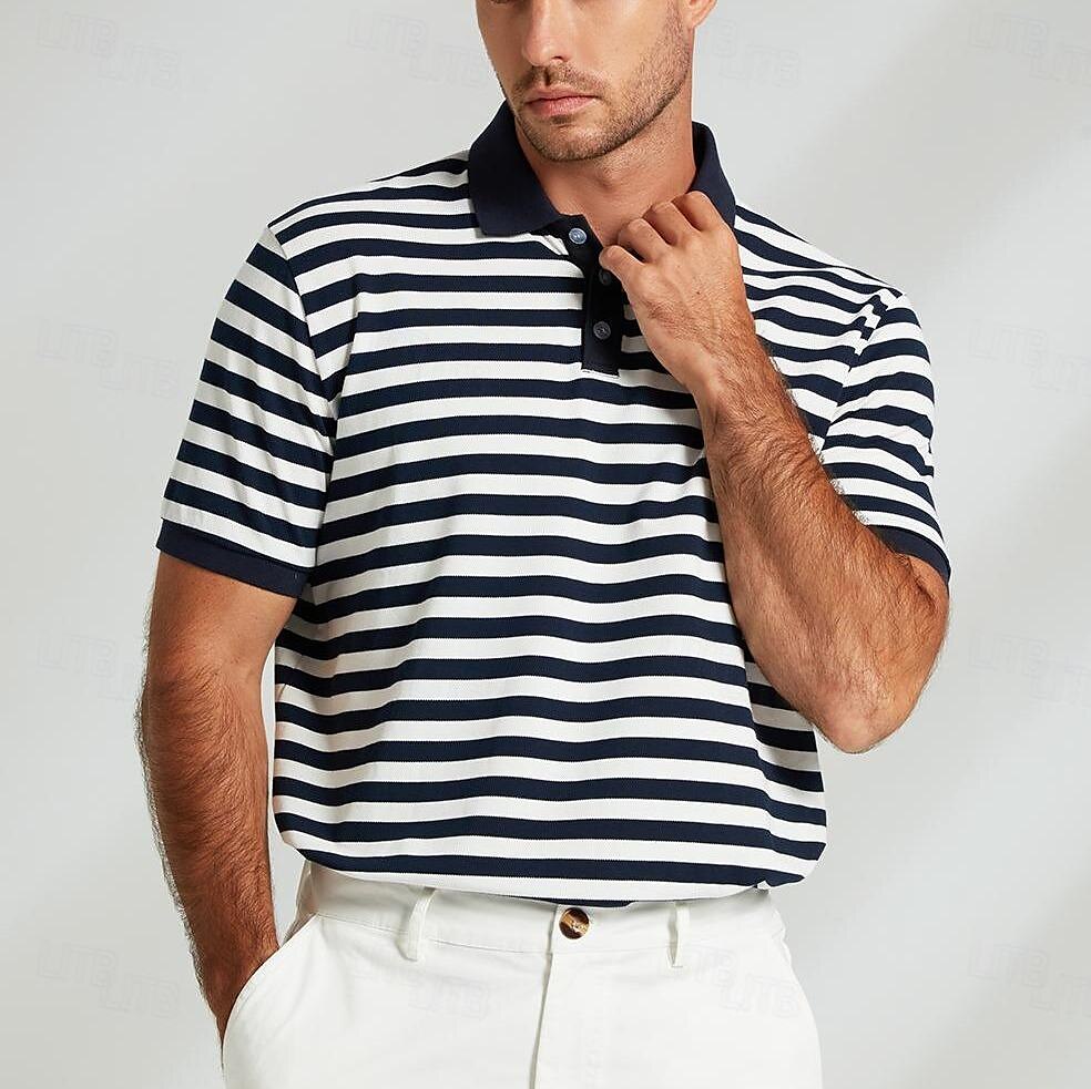 Business Casual Lapel Short Sleeve Knit Polo - oukumen