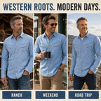 Acid-Wash Long-Sleeve Denim Shirt