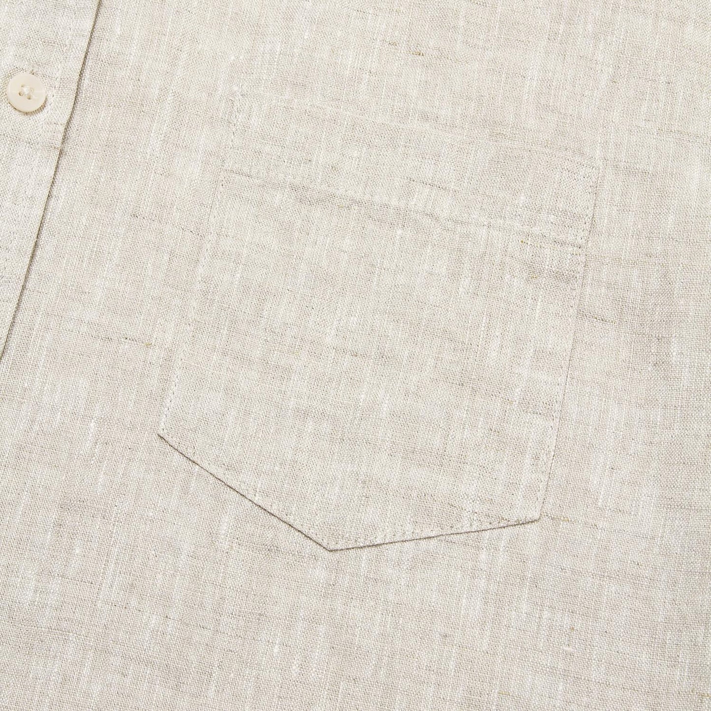 100% Linen Shirt Pocket Khaki - oukumen