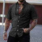 Washed Short-Sleeve Denim Shirt