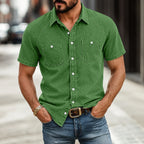 Washed Short-Sleeve Denim Shirt