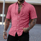 Washed Short-Sleeve Denim Shirt