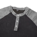 Color-Block Patchwork Henley Shirt