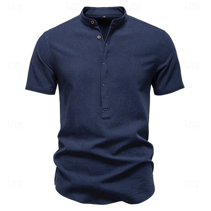 Premium Textured Band Collar Shirt