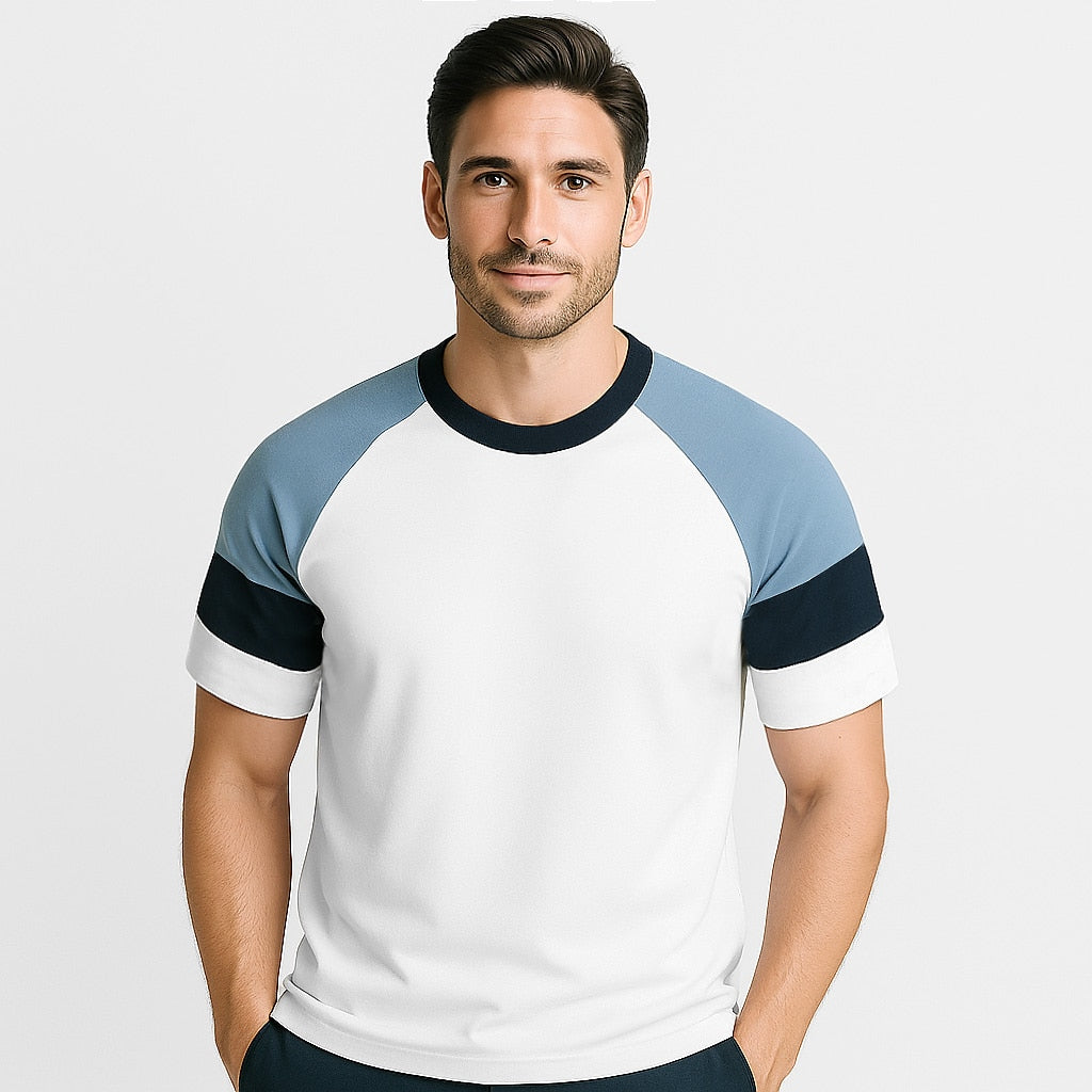 100% Cotton Color Block T-Shirt - oukumen