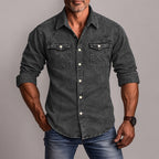 Acid-Wash Long-Sleeve Denim Shirt