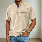 Washed Mandarin-Collar T-Shirt