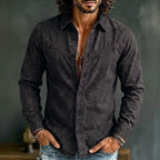 Acid-Wash Long-Sleeve Denim Shirt