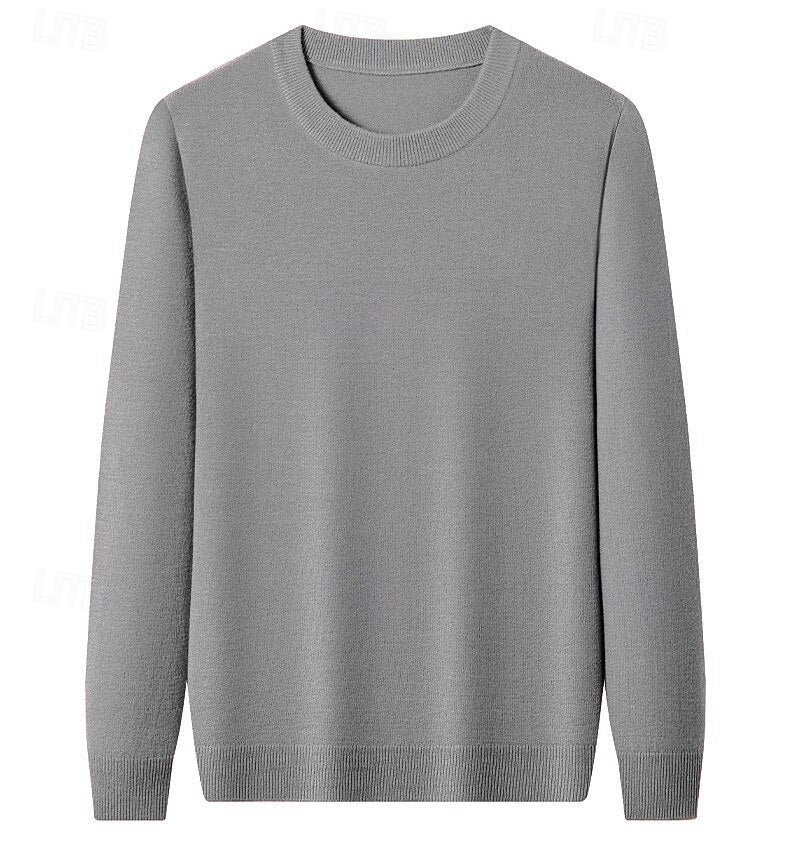 100% Wool Solid Color Sweater Pullover - oukumen