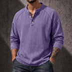 Washed Long-Sleeve Henley Shirt