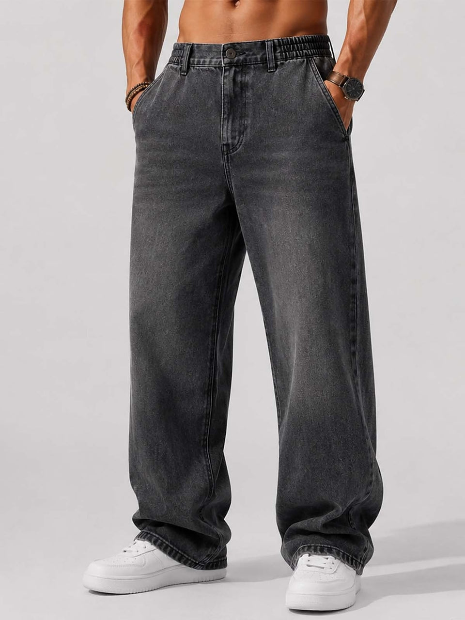 Garment-Dyed Straight-Leg Jeans
