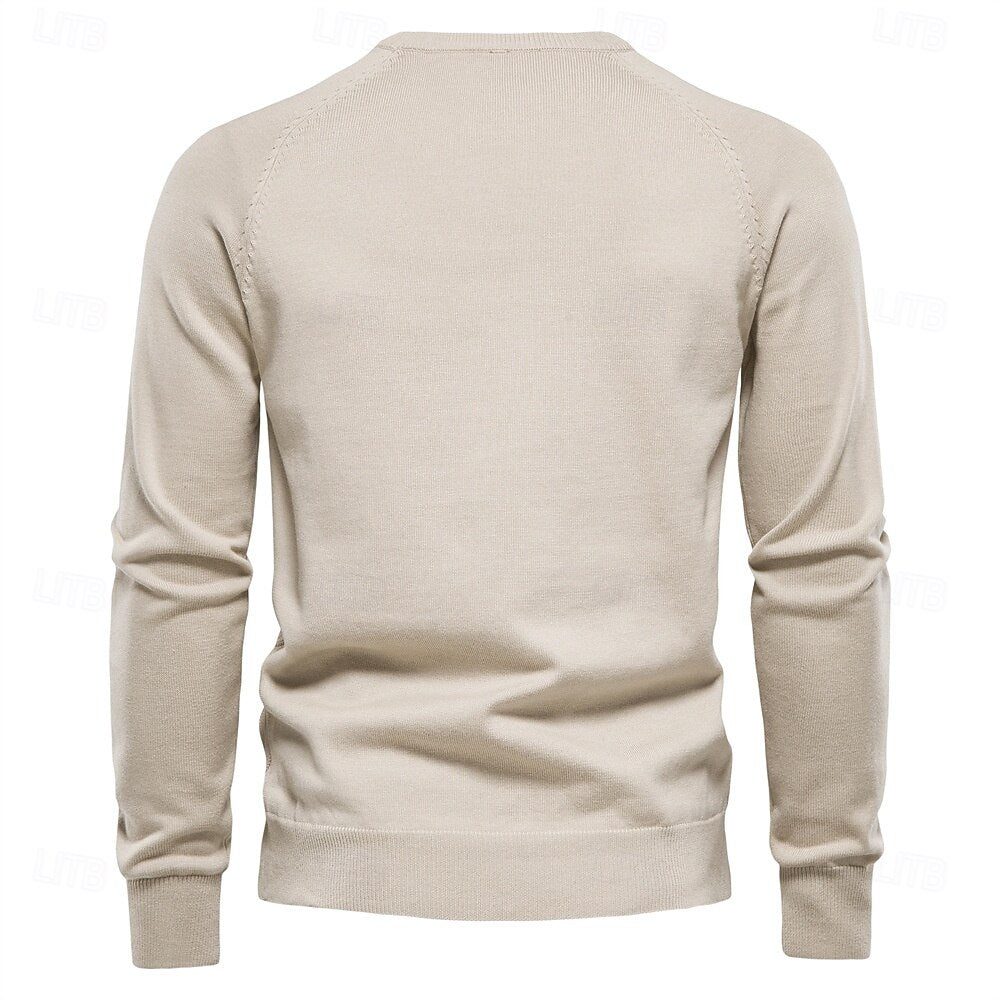 Crew Neck Elegant Pullover Sweater - oukumen