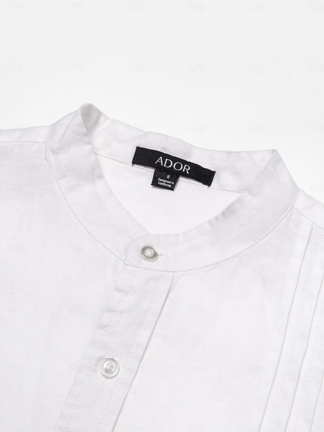 100% Linen Shirt Ruched White - oukumen