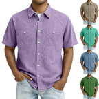 Washed Short-Sleeve Denim Shirt