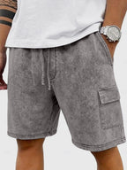 Acid-Wash Drawstring Shorts