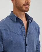 Patchwork Acid-Wash Denim Shirt