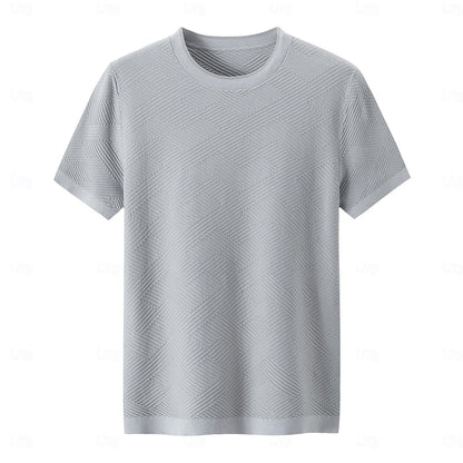 Silk Linen Cotton Crew Neck Knit T-Shirt