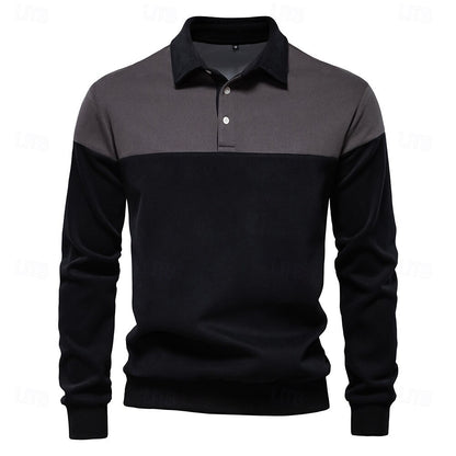 Color-Block Knit Polo Sweatshirt