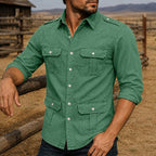 Acid-Wash Long-Sleeve Denim Shirt