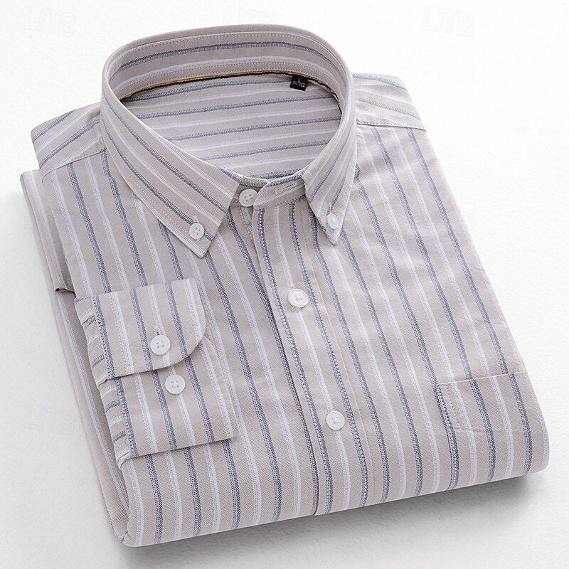 100% Cotton Oxford Striped Shirt - oukumen