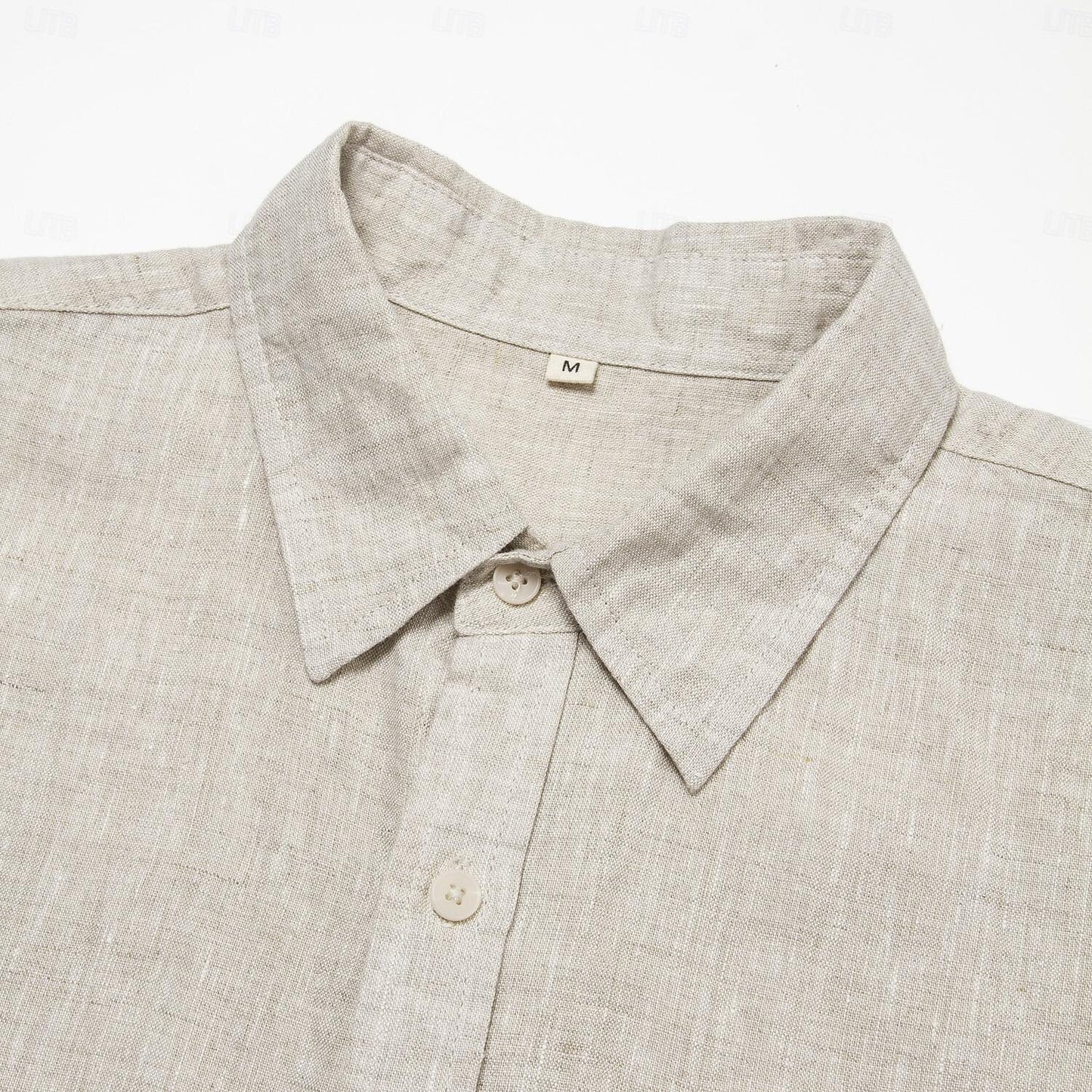 100% Linen Fold-over Collar Casual Shirt - oukumen