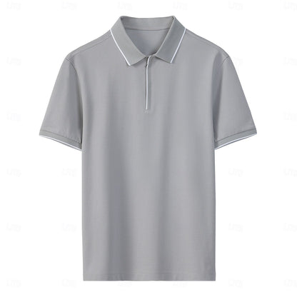 Cotton-Silk Quarter-Zip Polo