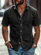 Acid-Wash Short-Sleeve Shirt