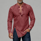 Acid-Wash Long-Sleeve Denim Shirt