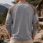 Color-Block Long-Sleeve Henley Shirt