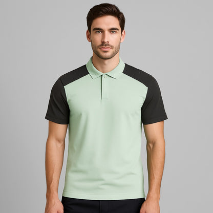 100% Cotton Color Block Hidden Placket Polo - oukumen