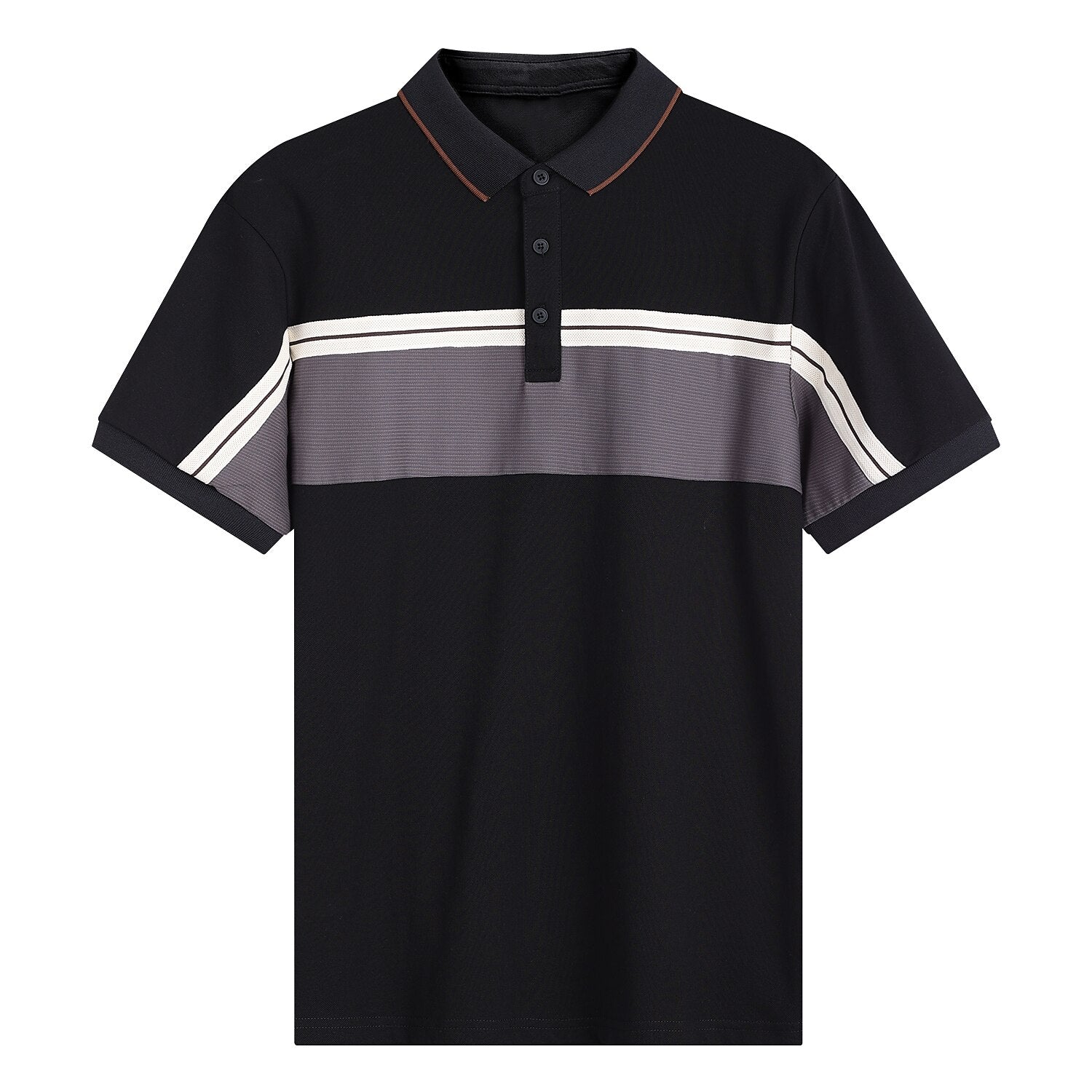 Cotton Blend Casual Colorblock Polo Shirt - oukumen