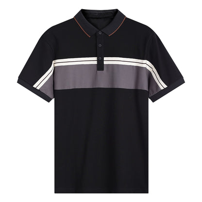 Cotton Blend Casual Colorblock Polo Shirt - oukumen