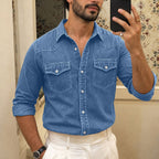 Washed Long-Sleeve Denim Shirt